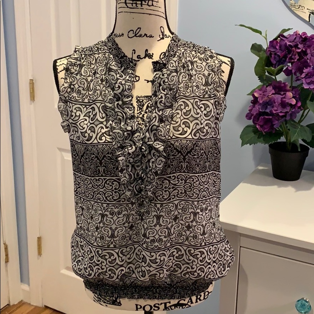 White House Black Market Ruffle Button Up Tank - Picture 2 of 7
